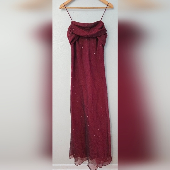 Vintage Betsy Adam Prom Dress Maxi Gown 12 Red Goth 90s Y2K Whimsigoth Vampy - Picture 1 of 12